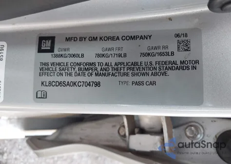 2019 Chevrolet Spark 1Lt Cvt from USA, damaged, VIN KL8CD6SA0KC704798